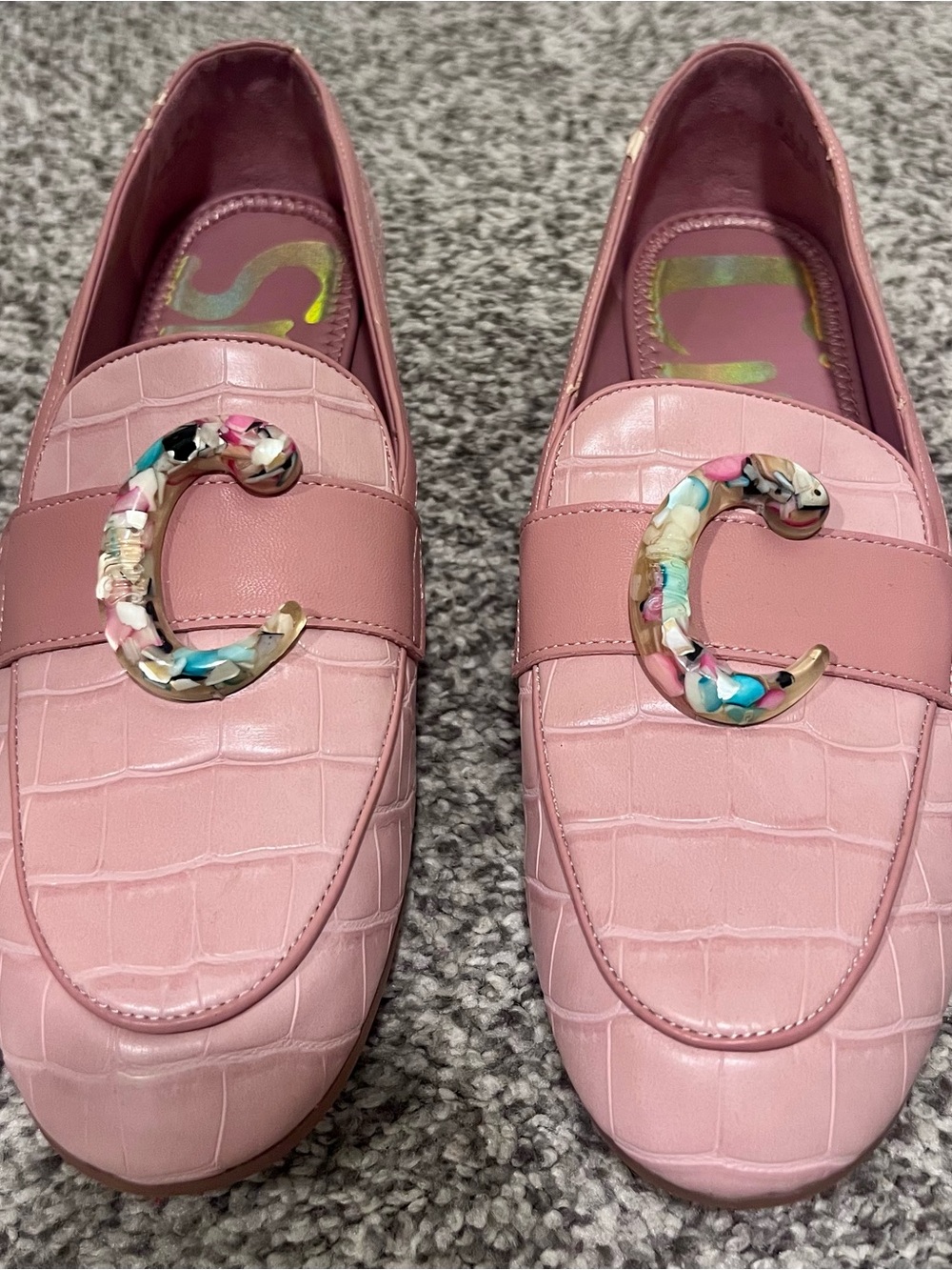 NWOT Circus by Sam Edelman Croc-Embossed Pink Women's Loafers Multicolor Accent
